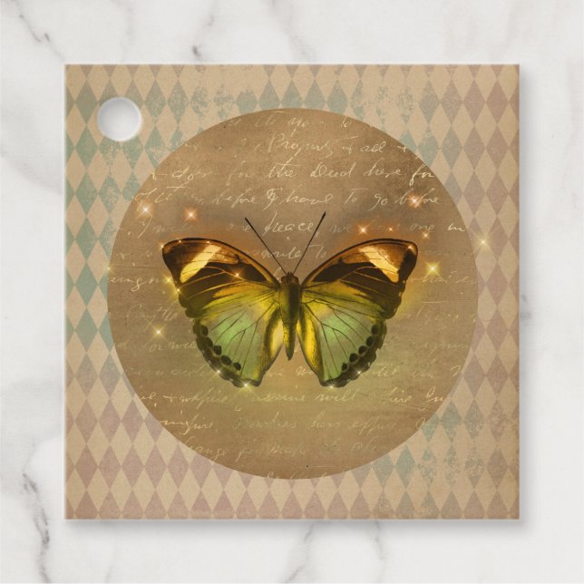 Vintage Enchanted Butterfly  Favour Tags (Front)