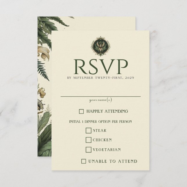 Vintage Enchanted Forest Food Choices RSVP Card (Front/Back)