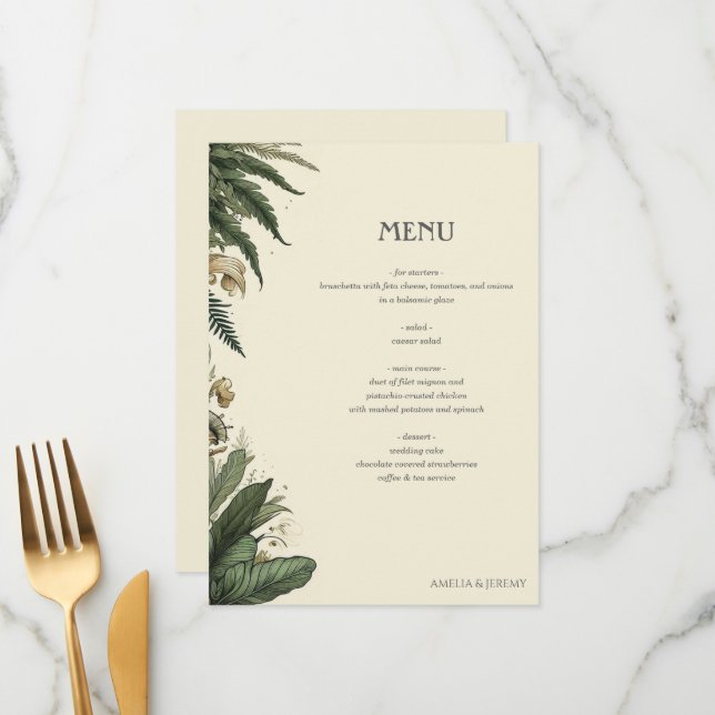 Vintage Enchanted Forest Menu (Front/Back In Situ)