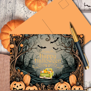 Vintage Enchanted Halloween Greetings Holiday Postcard