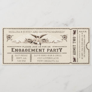 Vintage Engagement Party Ticket Invitation II