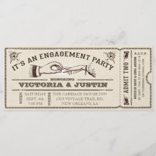 Vintage Engagement Party Ticket Invitation III
