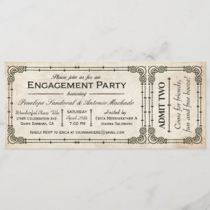 Vintage Engagement Party Ticket Invitations I