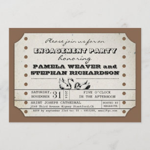 VINTAGE ENGAGEMENT TICKET TYPOGRAPHIC INVITES