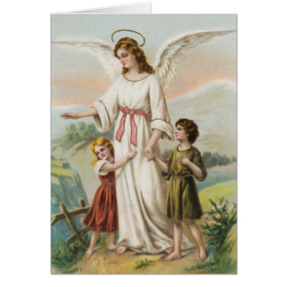 Vintage Engel guardian angel and two children