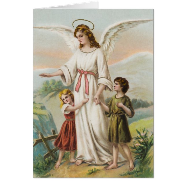 Vintage Engel guardian angel and two children (Front)