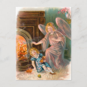 Vintage Engel, Schutzengel Mädchen und Feuer Postcard