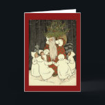 Vintage Engel und Nikolaus Im Wald  Holiday Card<br><div class="desc">Vintage Weihnachtskarte zeigt Engel im Wald mit einem Nikolaus. Zaubere ein laecheln auf den Gesichtern deiner liebsten mit dieser nostalgischen Weihnachtskarte.</div>