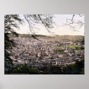 Vintage England 1895 Panorama, Bath City  Poster