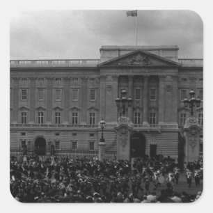 Vintage England London Old Guard Buckingham Palace Square Sticker