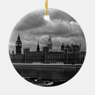 Vintage England London parliament houses 70s Ceramic Tree Decoration