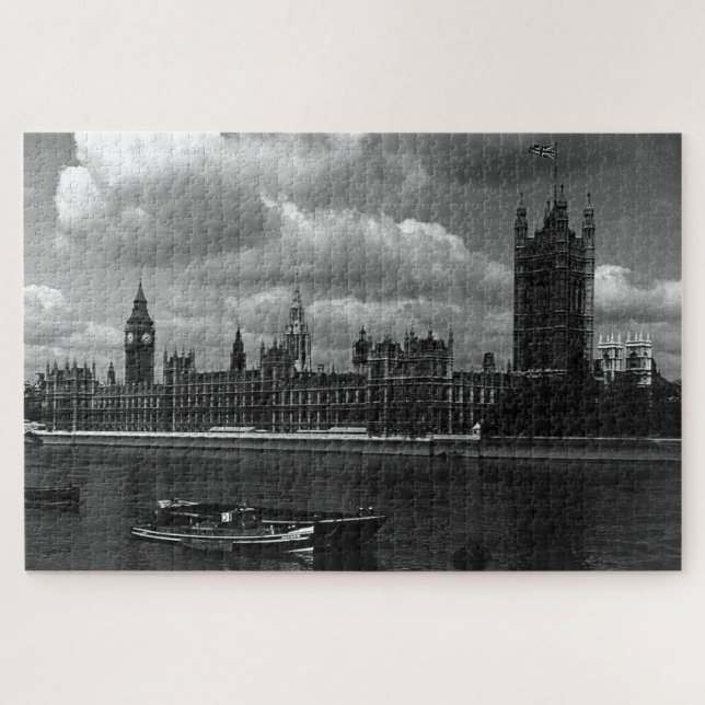 Vintage England London parliament houses Jigsaw Puzzle (Horizontal)