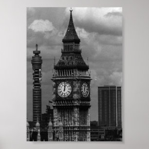 Vintage England London post office tower Big ben Poster