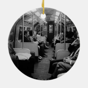 Vintage England London railway inside coach 1970 Ceramic Tree Decoration