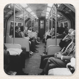 Vintage England London railway inside coach 1970 Square Paper Coaster