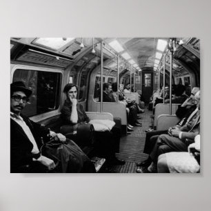 Vintage England London railway inside coach Poster