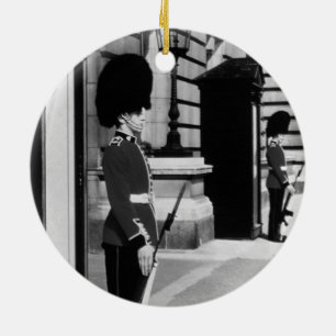 Vintage England London sentry at Buckingham 1970 Ceramic Tree Decoration
