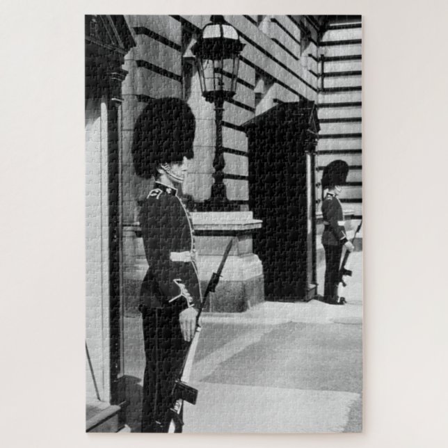 Vintage England London sentry at Buckingham Jigsaw Puzzle (Vertical)