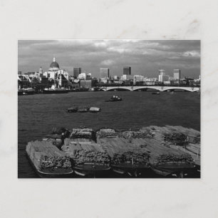 Vintage England London Thames river skyline city Postcard