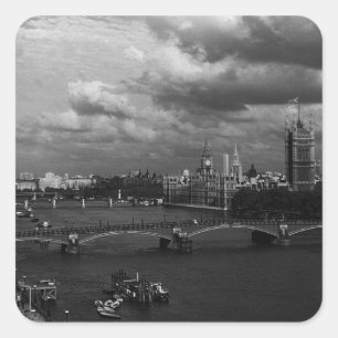 Vintage England London The River Thames 1970 Square Sticker