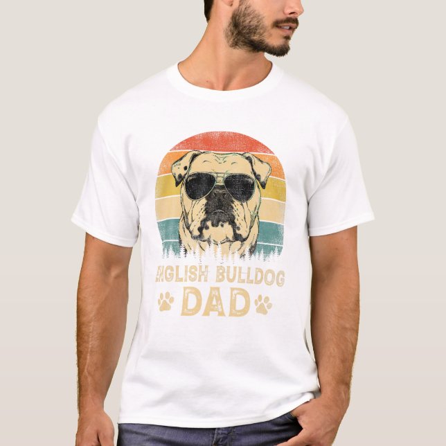 Vintage English Bulldog Dad Dog T-Shirt (Front)