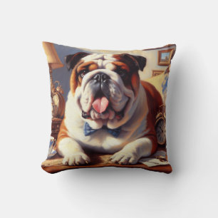 Vintage English Bulldog Illustration Cushion