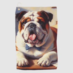 Vintage English Bulldog Illustration Golf Towel