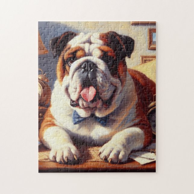 Vintage English Bulldog Illustration Jigsaw Puzzle (Vertical)