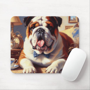 Vintage English Bulldog Illustration Mouse Mat
