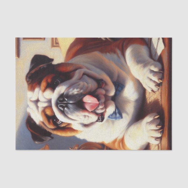 Vintage English Bulldog Illustration Tissue Paper (Front)