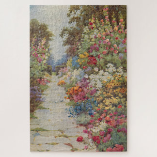 Vintage English Country Garden Stone Path Jigsaw Puzzle