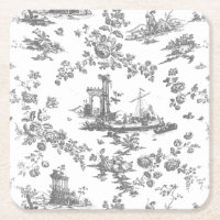 Vintage English Floral Toile de Jouy-Grey