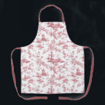 Vintage English Floral Toile de Jouy-Pink Apron<br><div class="desc">Beautiful seamless toile de jouy pattern adapted from an English copperplate engraved design by John Munns ca 1770s featuring classical ruins,  seaport,  shepherd and floral garlands. Pink on white background.</div>