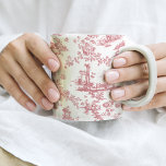 Vintage English Floral Toile de Jouy-Pink Mug<br><div class="desc">Beautiful seamless toile de jouy pattern adapted from an English copperplate engraved design by John Munns ca 1770s featuring classical ruins,  seaport,  shepherd and floral garlands. Pink on white background.</div>