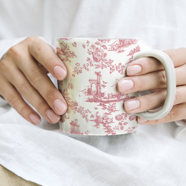 Vintage English Floral Toile de Jouy-Pink Mug (Creator Uploaded)