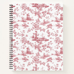 Vintage English Floral Toile de Jouy-Pink Notebook