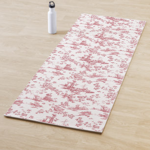 Vintage English Floral Toile de Jouy-Pink Yoga Mat