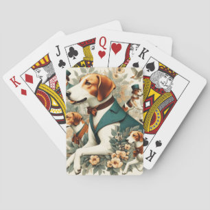 Vintage English Foxhound Seamless Illustration Playing Cards