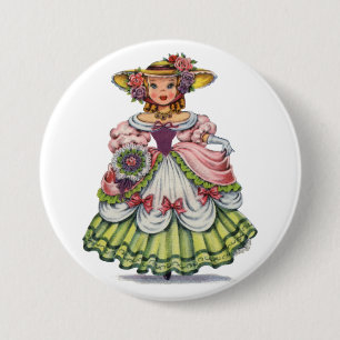 Vintage English Girl in Elizabethan Dress 7.5 Cm Round Badge