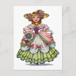 Vintage English Girl in Elizabethan Dress Postcard