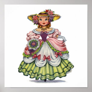 Vintage English Girl in Elizabethan Dress Poster