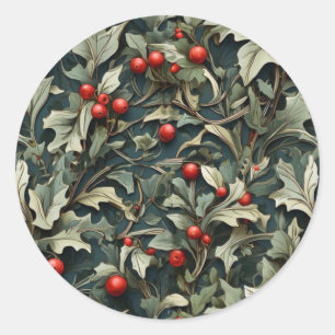 Vintage English Holly berry botanical  Classic Round Sticker