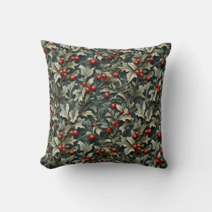 Vintage English Holly berry botanical Cushion
