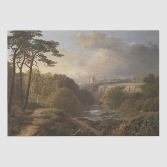Vintage English Landscape in Derbyshire County Tissue Paper (Front)