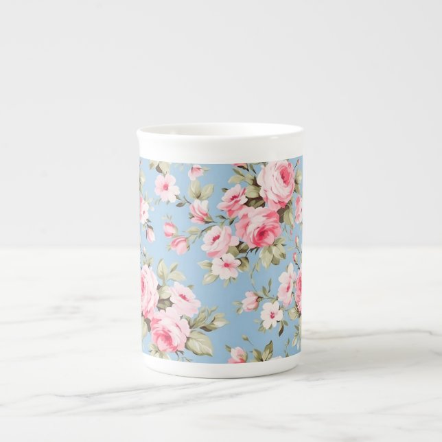 Vintage English pink roses Bone China Mug (Front)