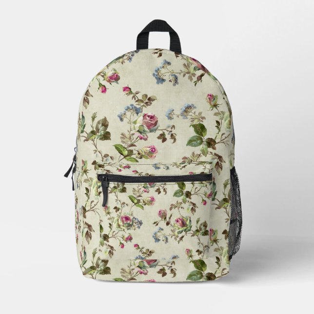 Vintage English Rose Botanical Aesthetic  Printed Backpack (Front)