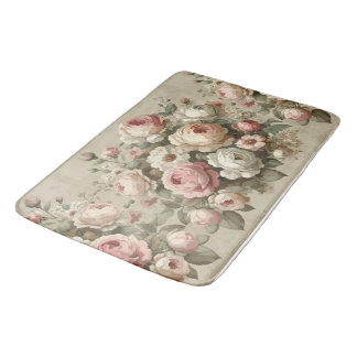 Vintage English Rose Garden Cottagecore Decor Bath Mat