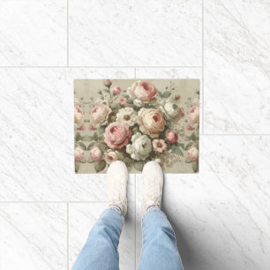 Vintage English Rose Garden Cottagecore Decor Doormat