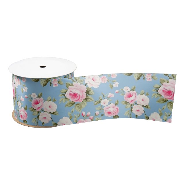 Vintage English Roses  Satin Ribbon (Spool)