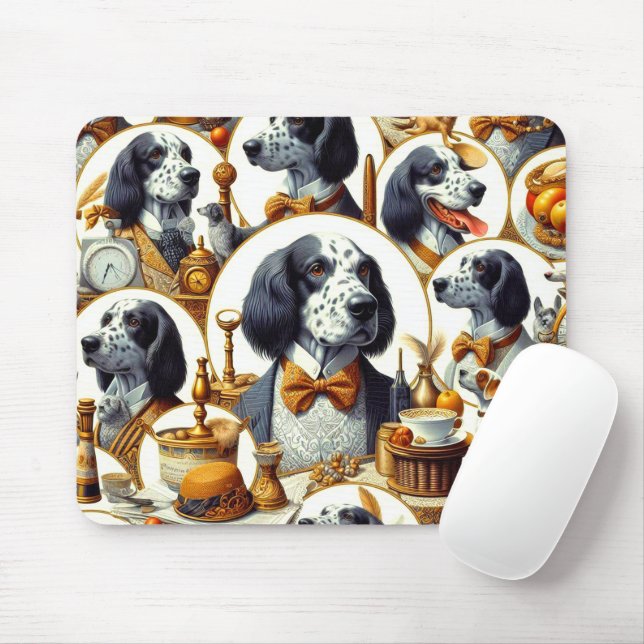 Vintage English Setter Illustration Mouse Mat (With Mouse)
